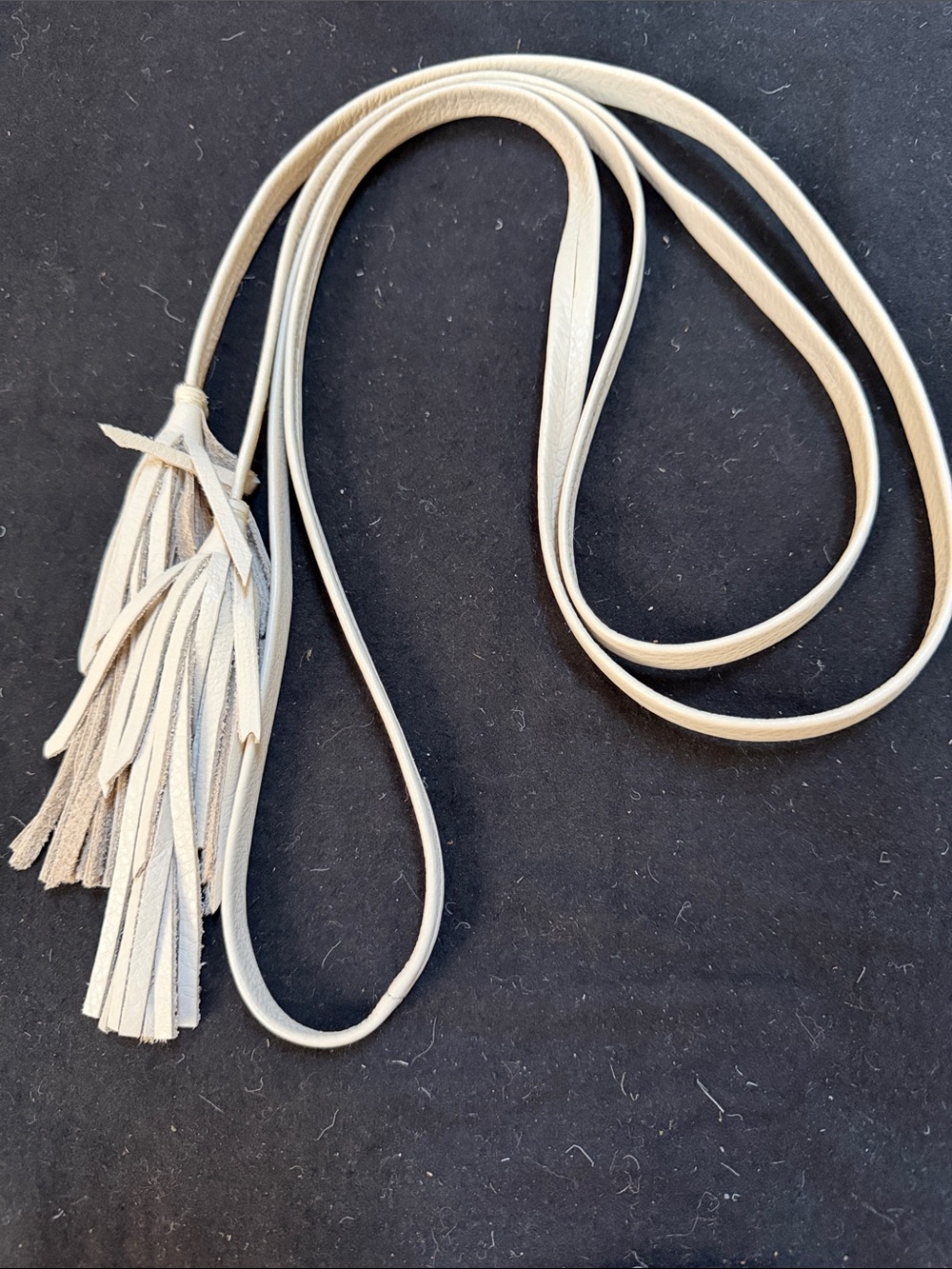 Ivory Leather Tassel Bag Charms 80” long